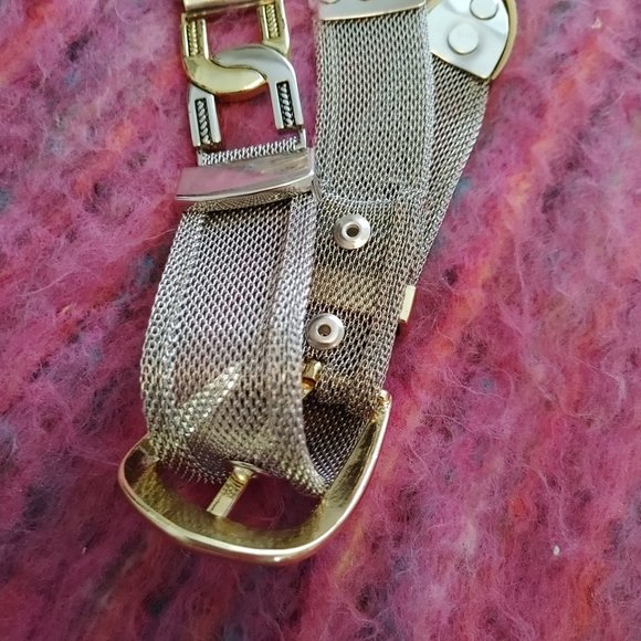Vintage Metal & Mesh Belt Sz Small 28 to 30" Waist Unisex Silver & Gold Tones - Picture 8 of 9